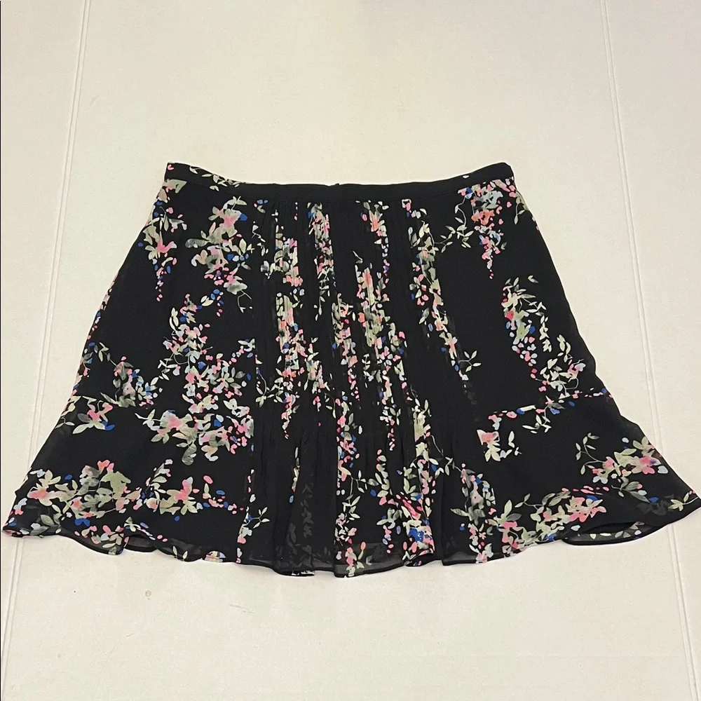 REISS FLORAL PLEATED RUFFLE MINI SKIRT SIZE 6